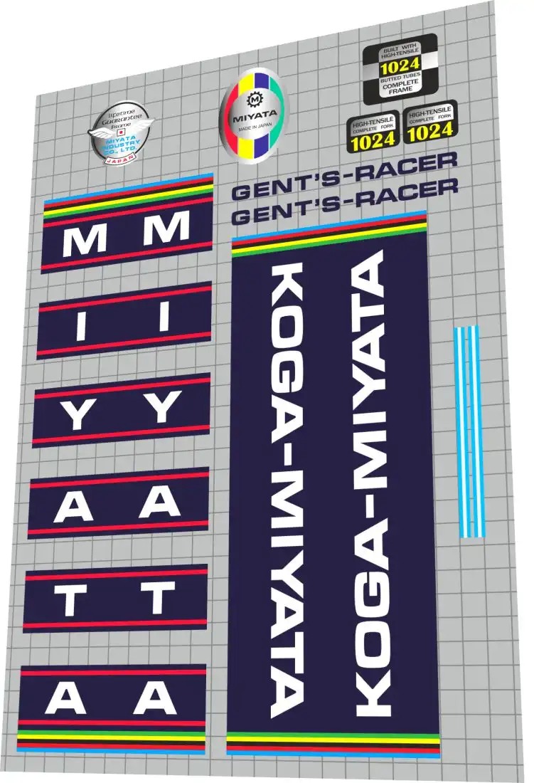 koga miyata gents-racer -1977--frame-decal-set